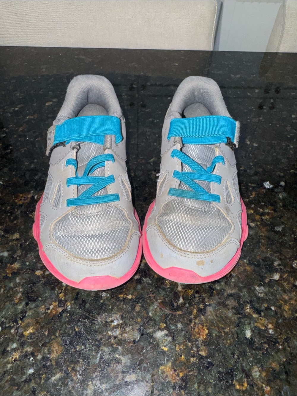Under Armour Gray Sneakers with Blue Straps and Pink Soles